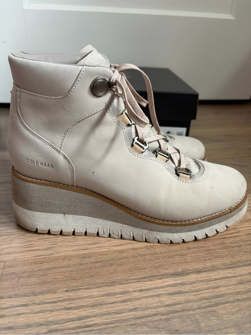 Cole Haan ZeroGrand City Laceup Wedge Boot in Dove Grey, Size 8